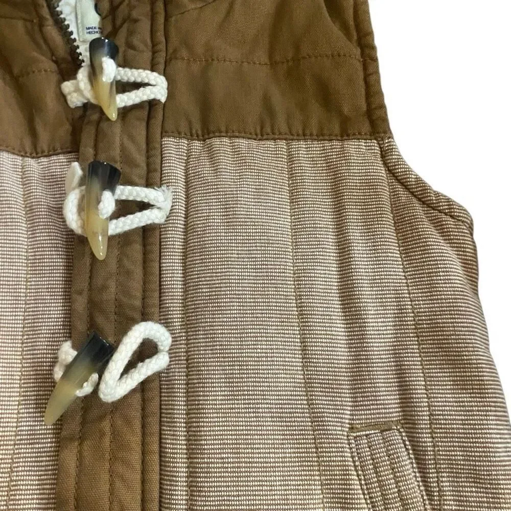 Genuine Kids From Oshkosh Toddler Hooded Vest Size 4T Zip Up tan and cream